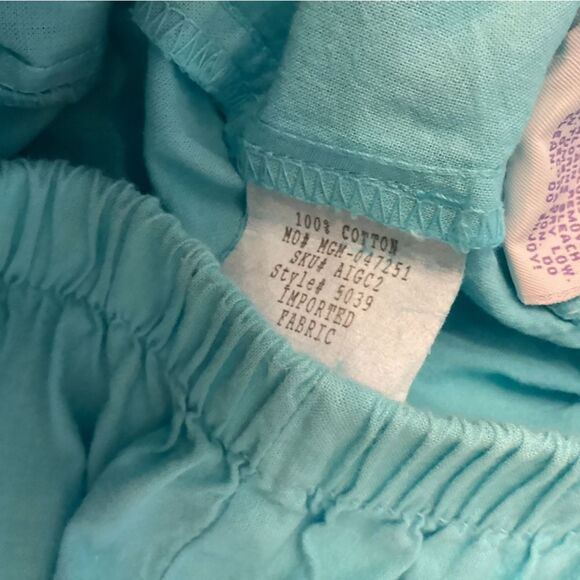 FRESH PRODUCE SIZE MEDIUM BRIIGHT BLUE COTTON CROPPED PULL ON PANTS STRAIGHT LEG - Picture 8 of 8